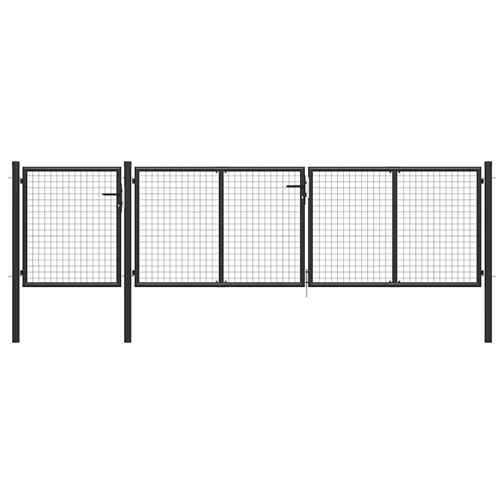 vidaXL Garden Gate Steel 400x75 cm Anthracite 1