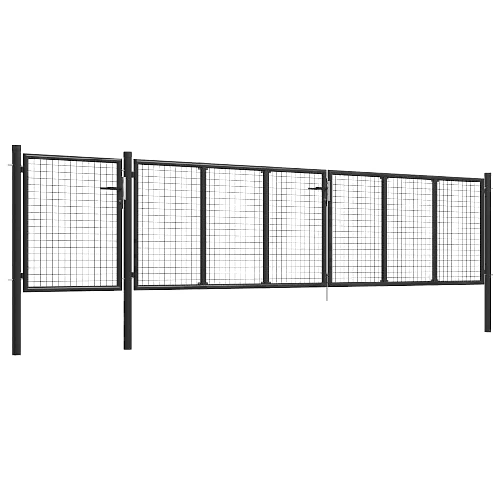 vidaXL Garden Gate Steel 500x75 cm Anthracite 2