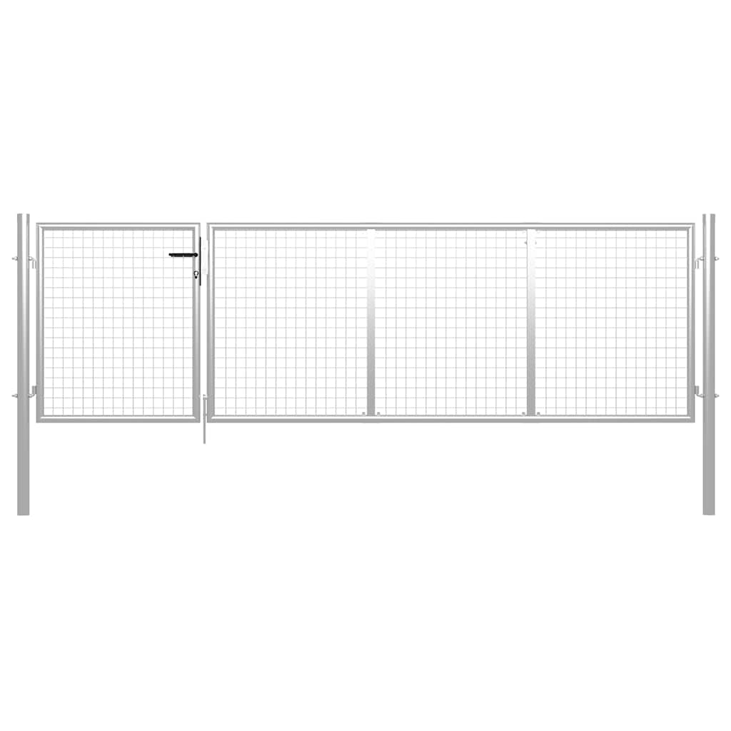 vidaXL Garden Gate Steel 350x75 cm Silver 1