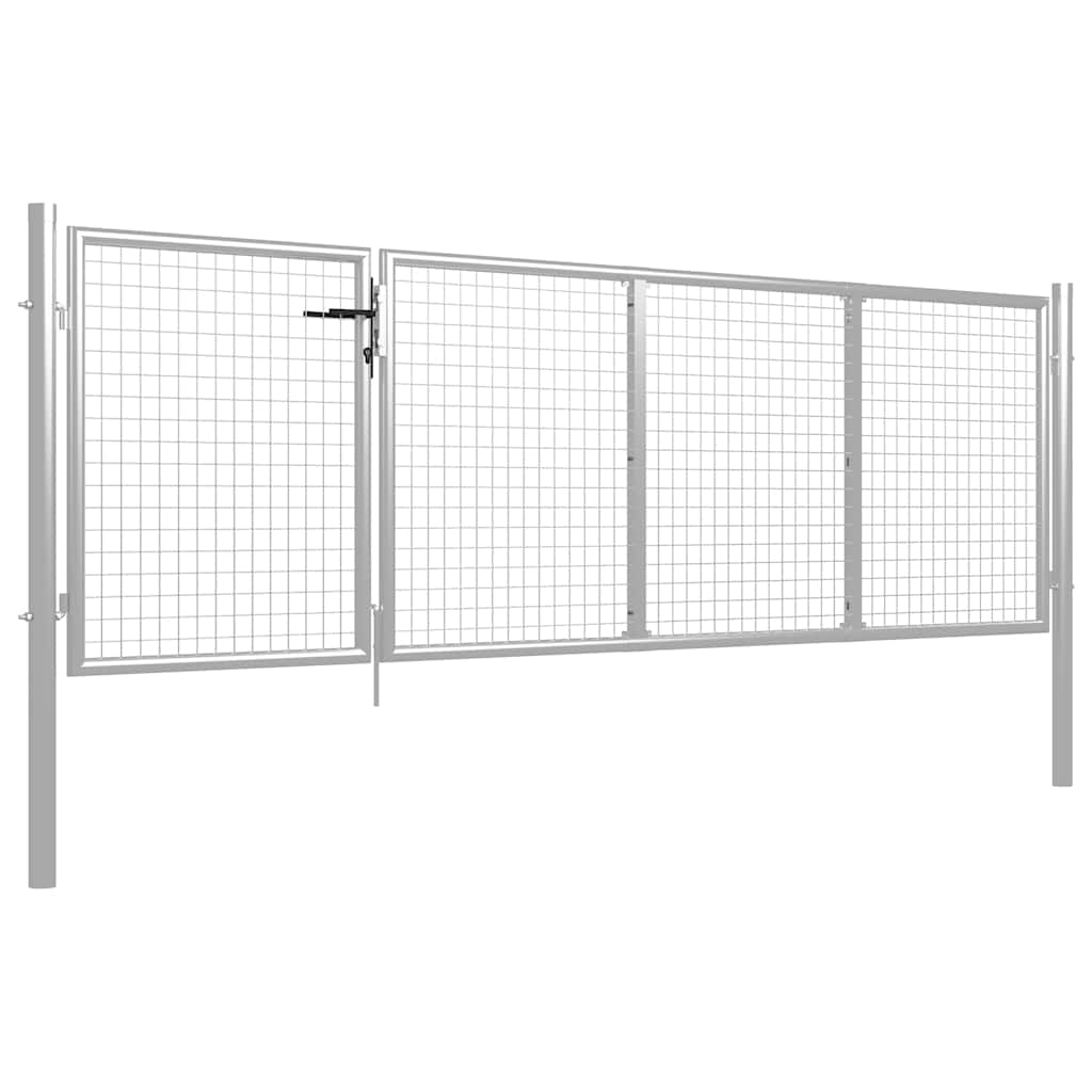 vidaXL Garden Gate Steel 350x75 cm Silver 2