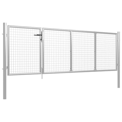 vidaXL Garden Gate Steel 350x75 cm Silver 2