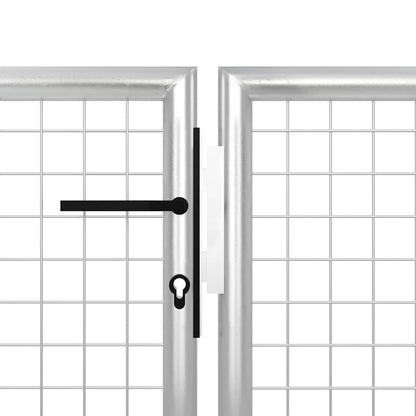 vidaXL Garden Gate Steel 350x75 cm Silver 4