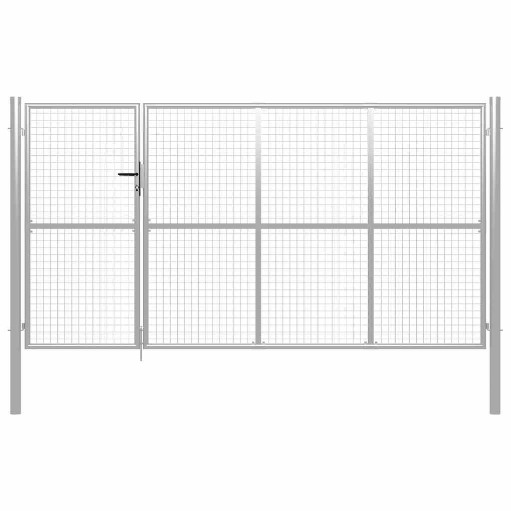vidaXL Garden Gate Steel Silver