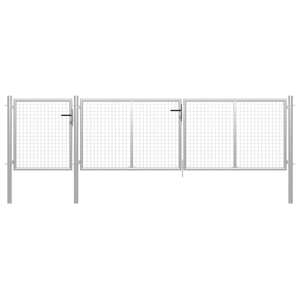 vidaXL Garden Gate Steel 400x75 cm Silver 1