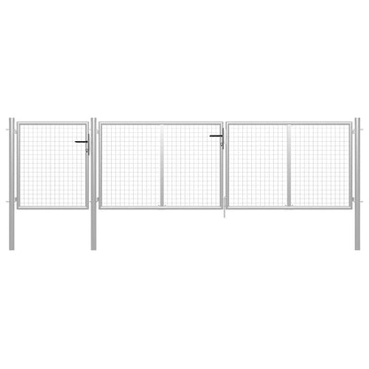 vidaXL Garden Gate Steel 400x75 cm Silver 1