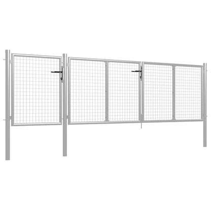 vidaXL Garden Gate Steel 400x75 cm Silver 2