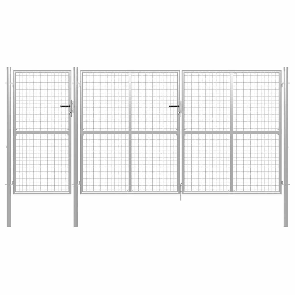 vidaXL Garden Gate Steel Silver