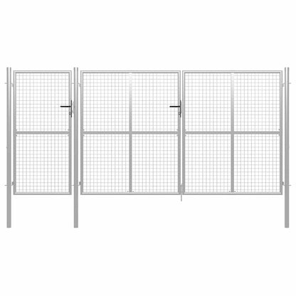 vidaXL Garden Gate Steel Silver