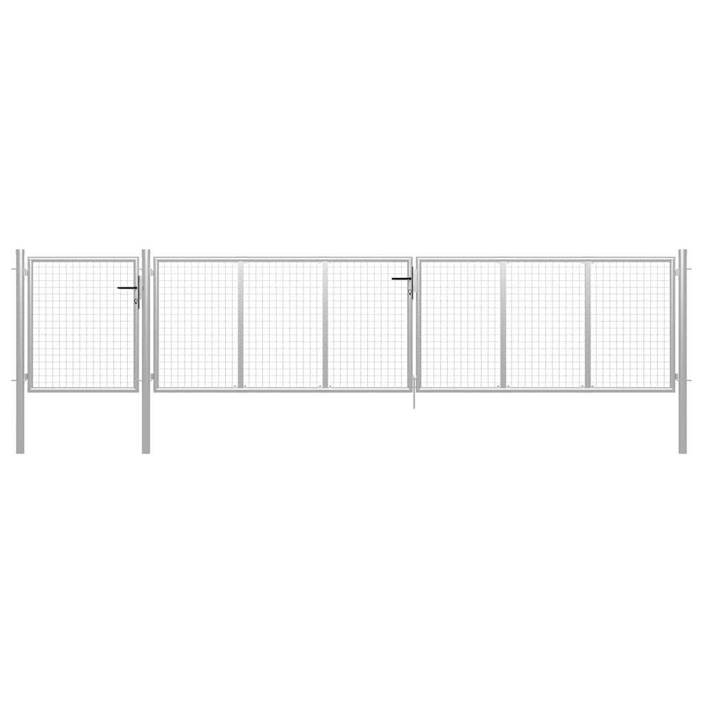 vidaXL Garden Gate Steel 500x75 cm Silver 1
