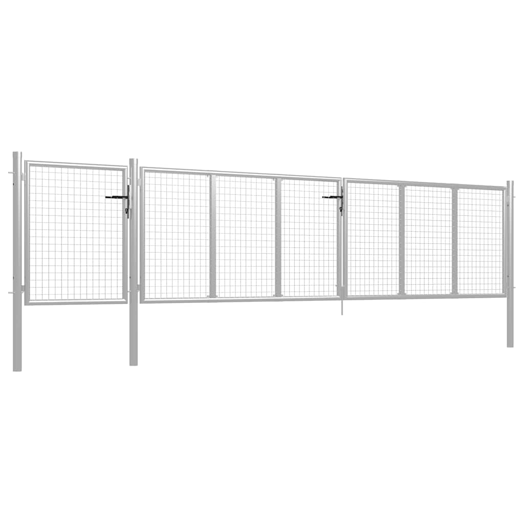 vidaXL Garden Gate Steel 500x75 cm Silver 2