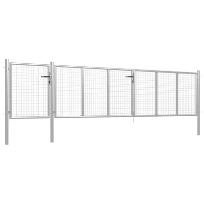 vidaXL Garden Gate Steel 500x75 cm Silver 2
