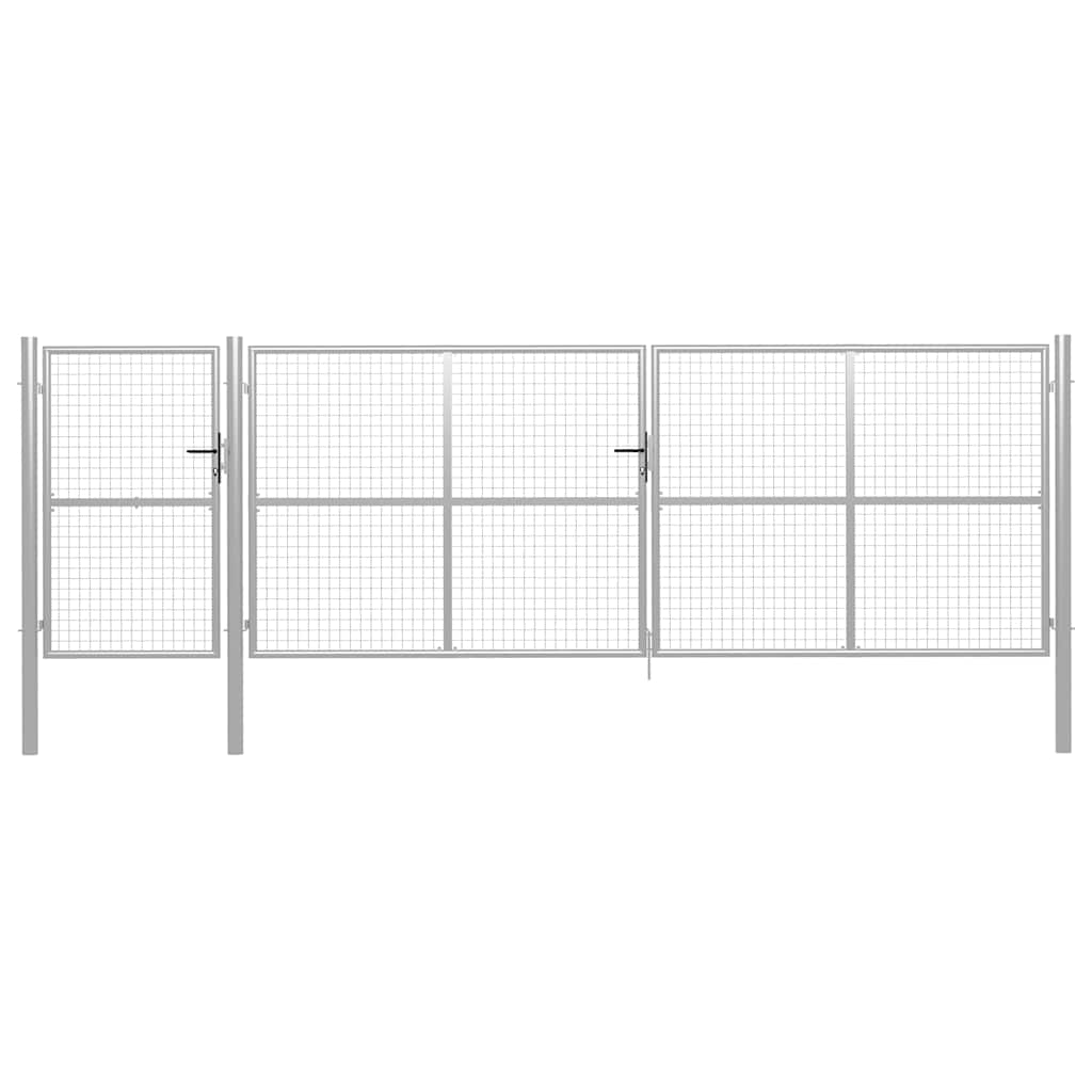 vidaXL Garden Gate Steel Silver