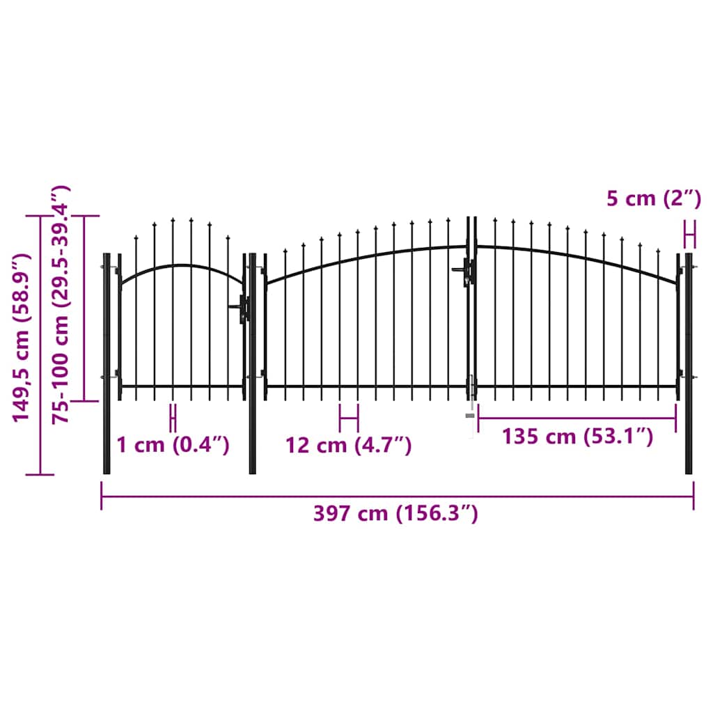 144362 vidaXL Garden Gate "Woerden" Steel 1x4 m Black 5