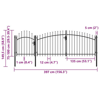 144362 vidaXL Garden Gate "Woerden" Steel 1x4 m Black 5