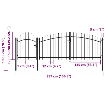 144364 vidaXL Garden Gate "Woerden" Steel 1,5X4 m Black 5