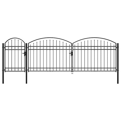 vidaXL Garden Fence Gate "ASSEN" with Arched Top Steel 1,25x5 m Black 1