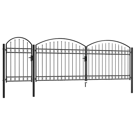 Garden Fence Gate with Arched Top ASSEN Steel Black 5 m 1.25 m