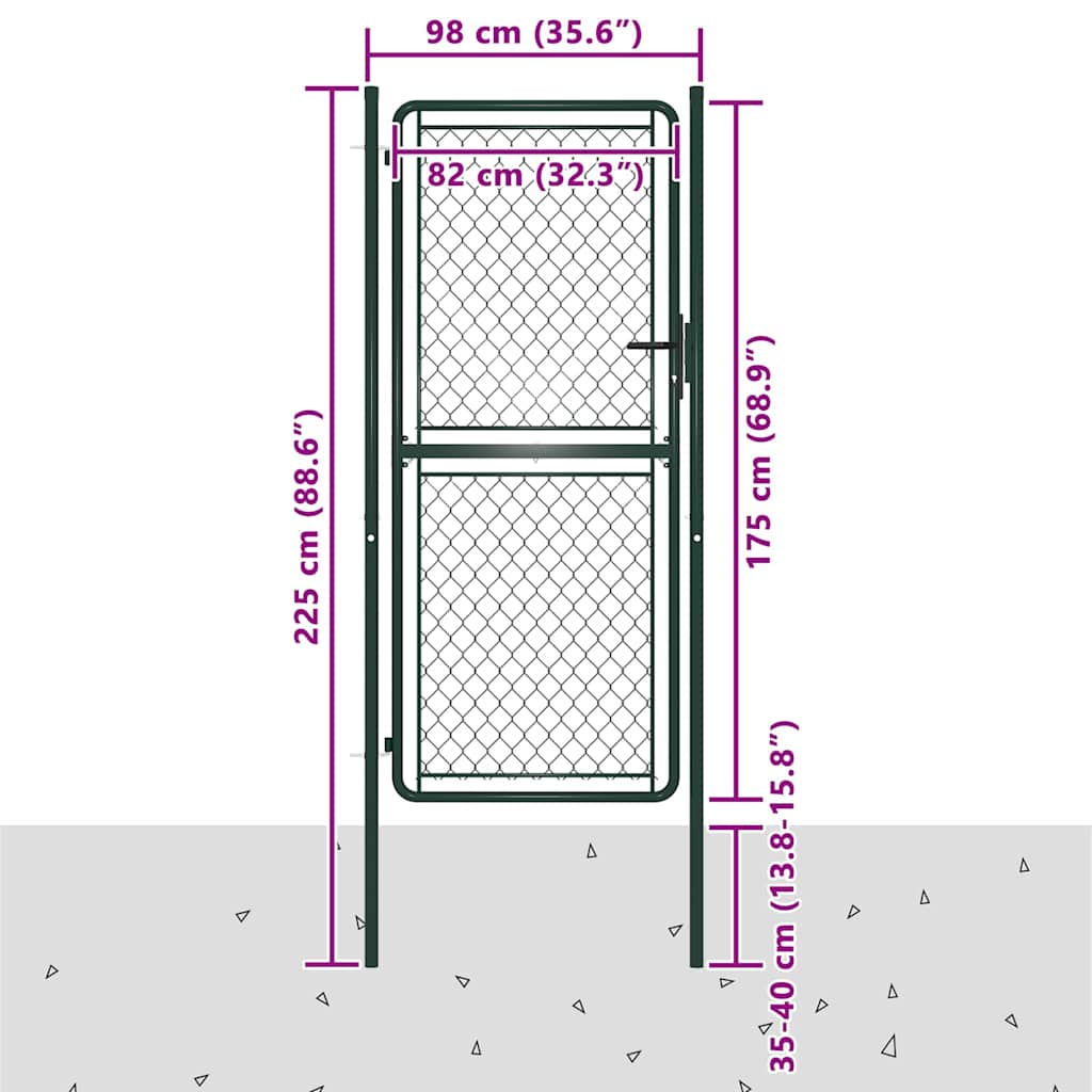 144406 vidaXL Garden Gate Steel 100x175 cm Green 4