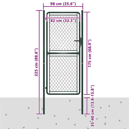 144406 vidaXL Garden Gate Steel 100x175 cm Green 4