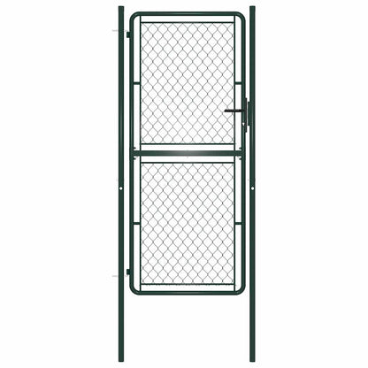 144407 vidaXL Garden Gate Steel 100x200 cm Green 1