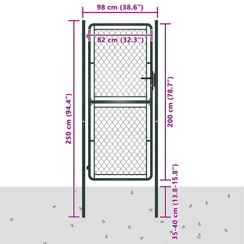 144407 vidaXL Garden Gate Steel 100x200 cm Green 4