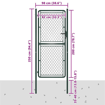 144407 vidaXL Garden Gate Steel 100x200 cm Green 4