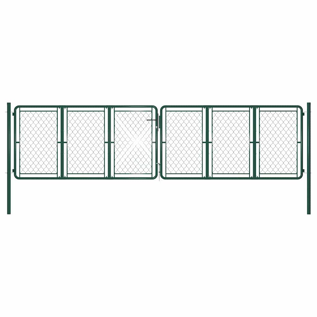 vidaXL Garden Gate Steel 400x100 cm Green 1