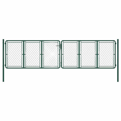 vidaXL Garden Gate Steel 400x100 cm Green 1