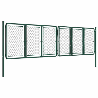 vidaXL Garden Gate Steel 400x100 cm Green 2