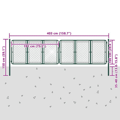 vidaXL Garden Gate Steel 400x100 cm Green 5
