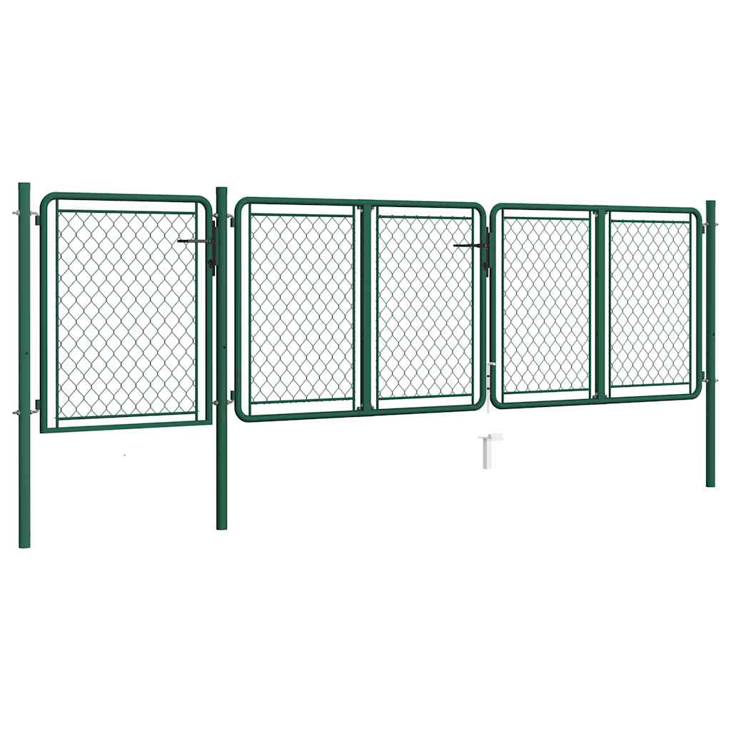 144444 vidaXL Garden Gate Steel 400x75 cm Green 1