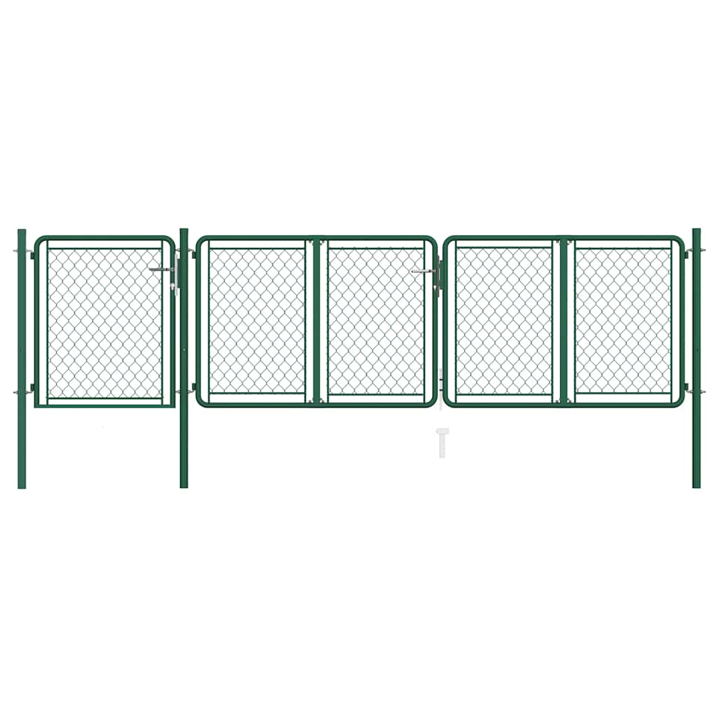 144444 vidaXL Garden Gate Steel 400x75 cm Green 2