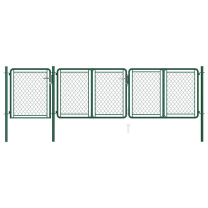 144444 vidaXL Garden Gate Steel 400x75 cm Green 2