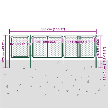 144444 vidaXL Garden Gate Steel 400x75 cm Green 5
