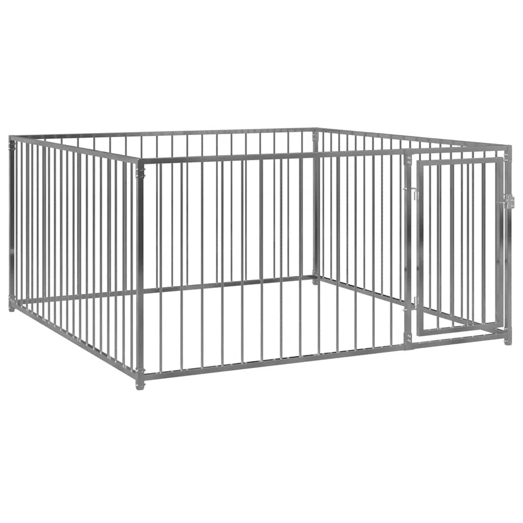 vidaXL Dog Kennel | Silver | Steel | 200x200x100 cm | Durable | Dog Kennel 2
