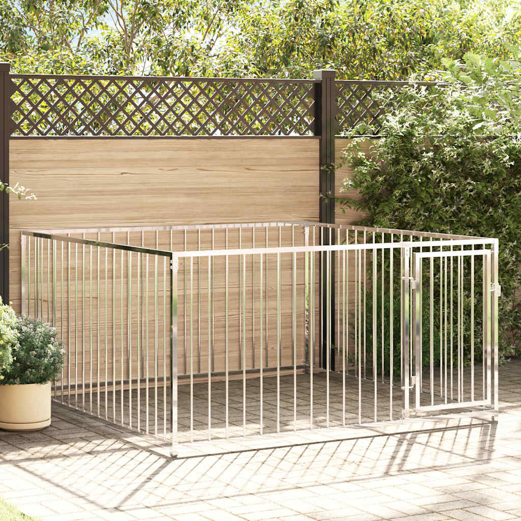 vidaXL Dog Kennel | Silver | Steel | 200x200x100 cm | Durable | Dog Kennel 1