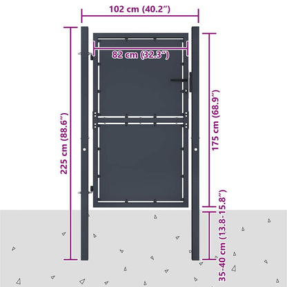 144521 vidaXL Garden Gate Steel 100x175 cm Anthracite 4