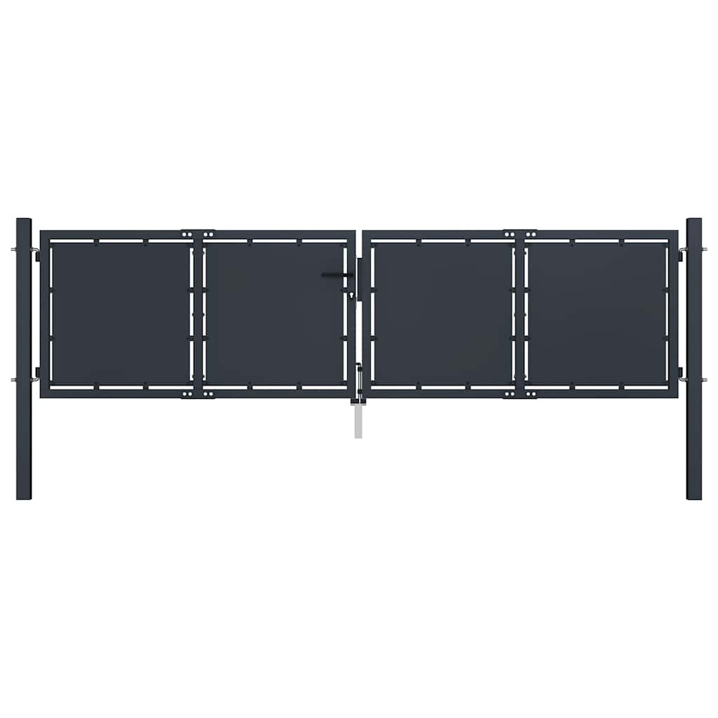 144523 vidaXL Garden Gate Steel 300x75 cm Anthracite 1