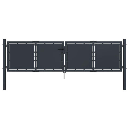 144523 vidaXL Garden Gate Steel 300x75 cm Anthracite 1