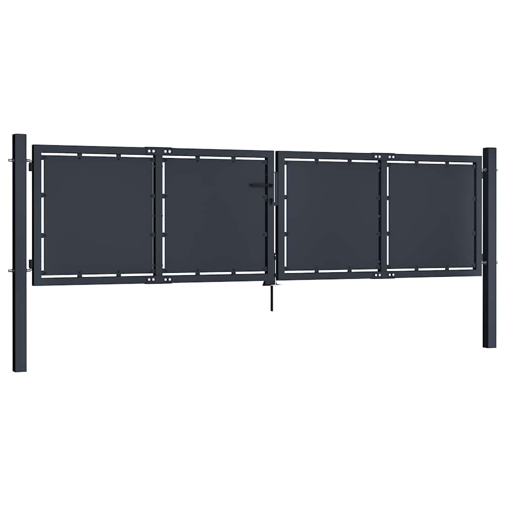 144523 vidaXL Garden Gate Steel 300x75 cm Anthracite 2