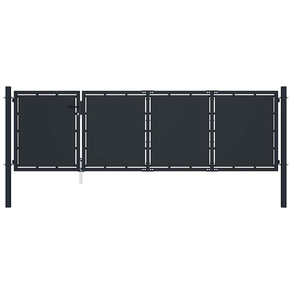 144535 vidaXL Garden Gate Steel 350x75 cm Anthracite 1