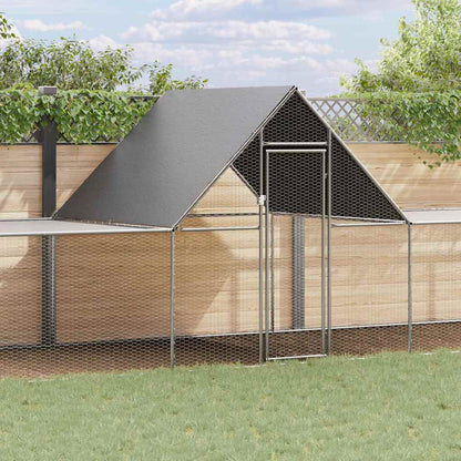 144563 vidaXL Chicken Coop 10x2x2 m Galvanised Steel 1
