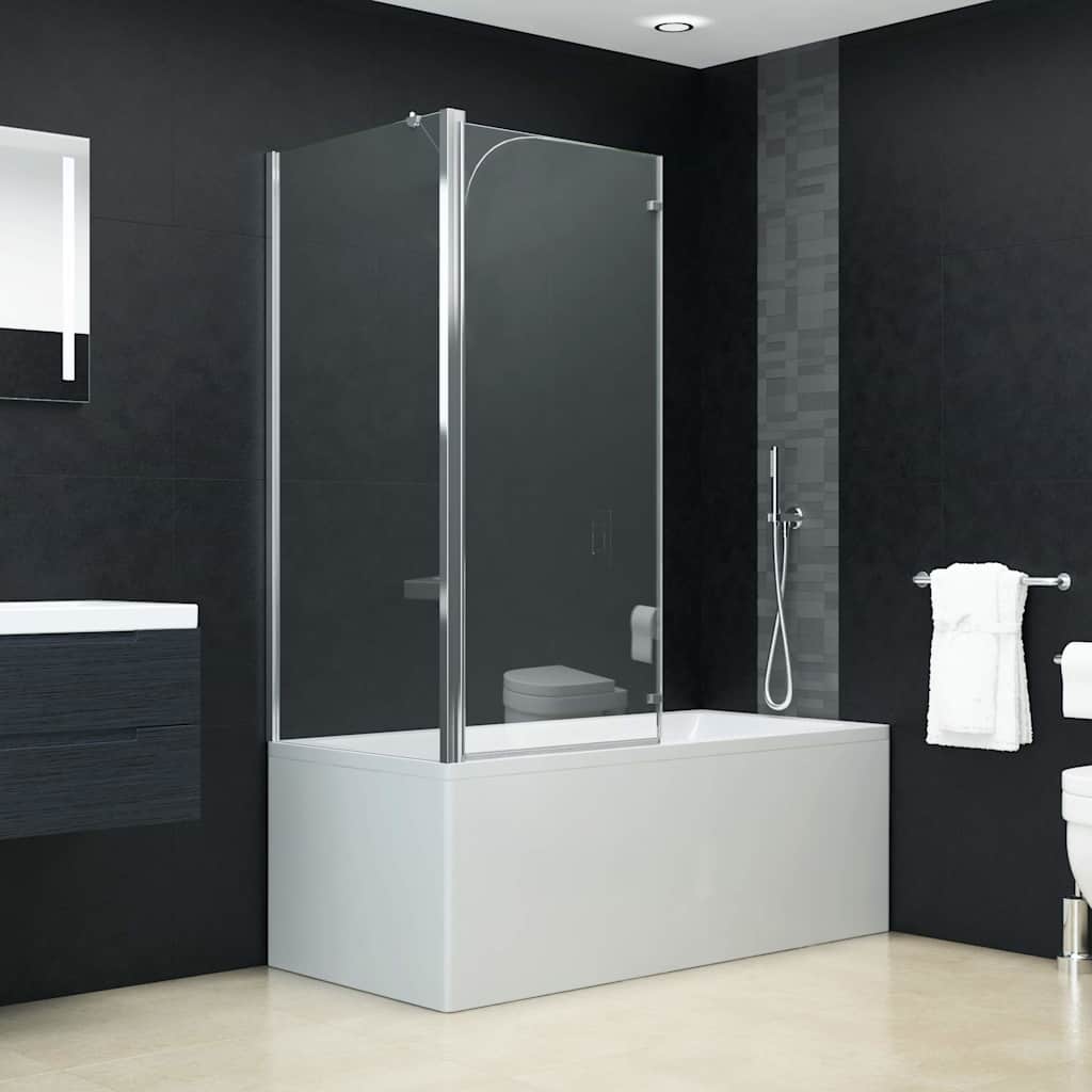 Bath Shower Screen 120 x 68 x 130 cm Black Transparent