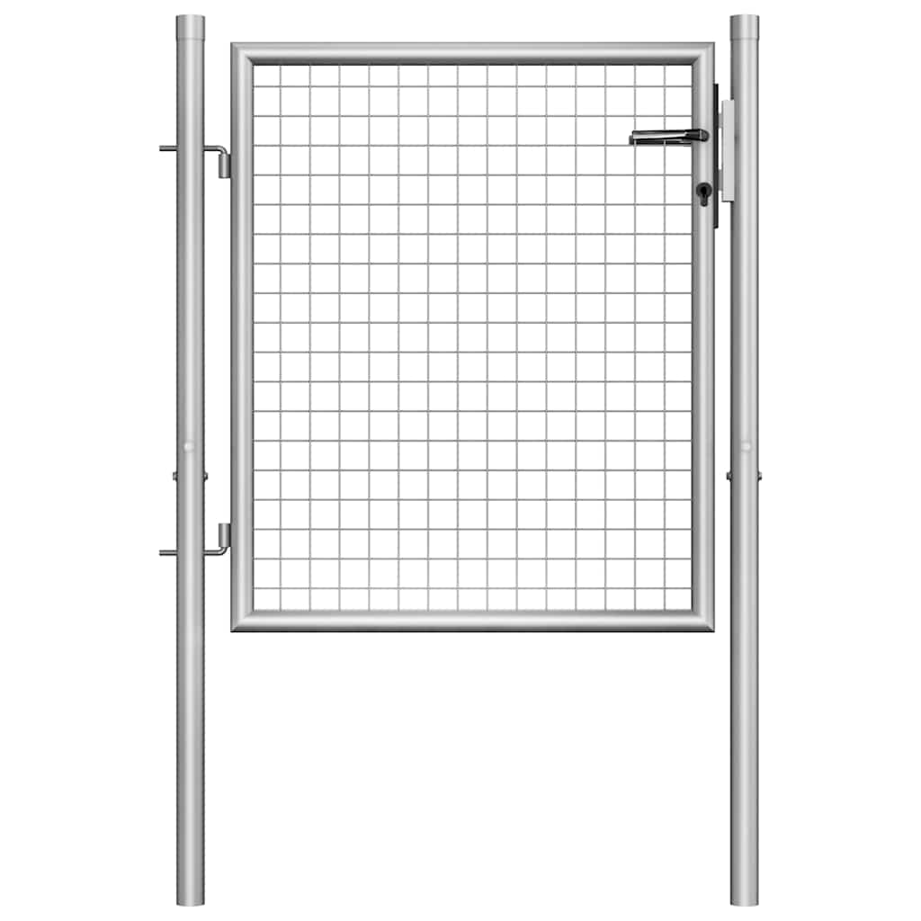 vidaXL Garden Gate Galvanised Steel Silver