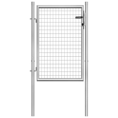 vidaXL Garden Gate Galvanised Steel Silver