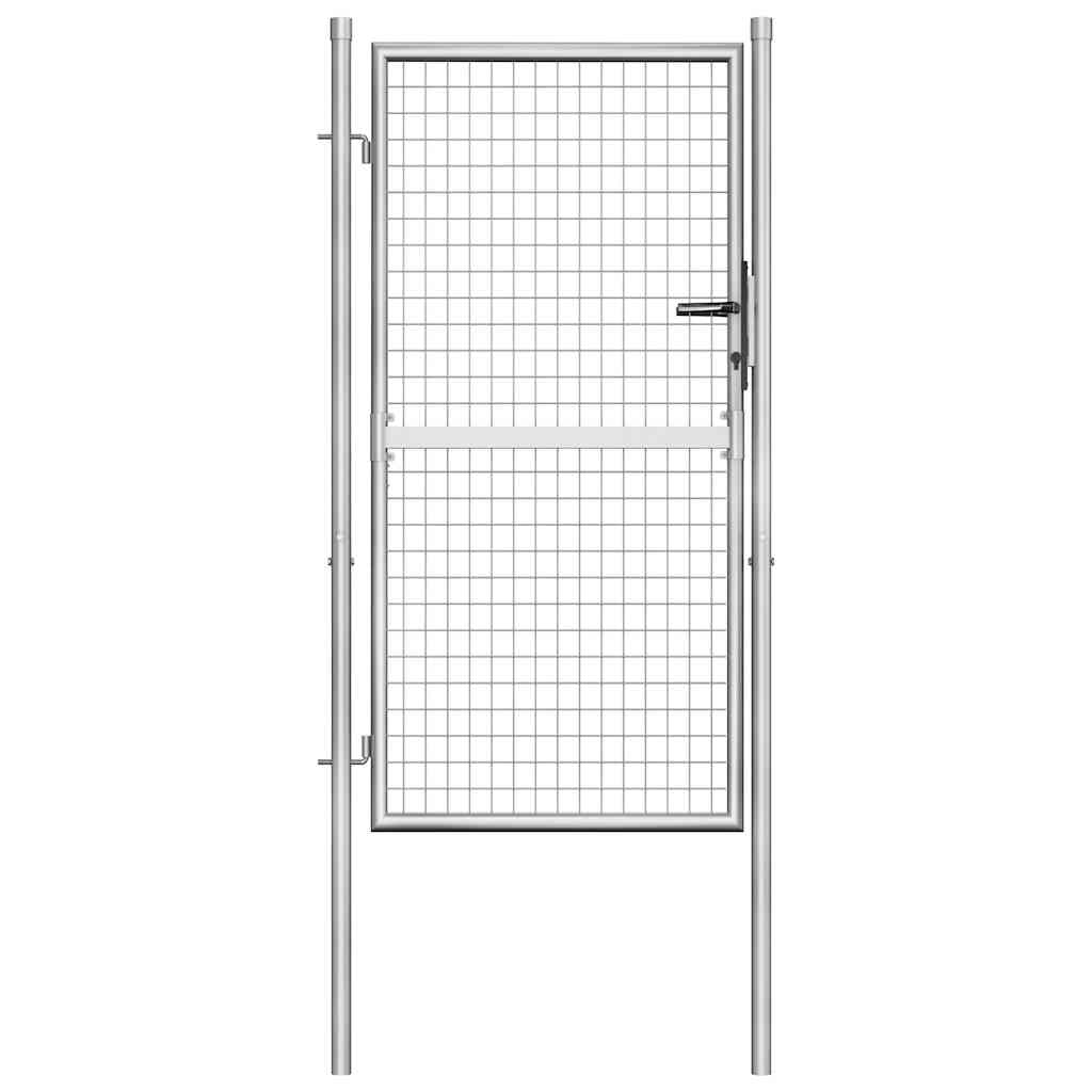 vidaXL Garden Gate Galvanised Steel Silver