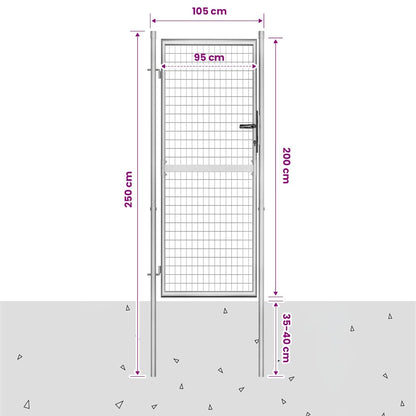 vidaXL Garden Gate Galvanised Steel 105x200 cm Silver 6