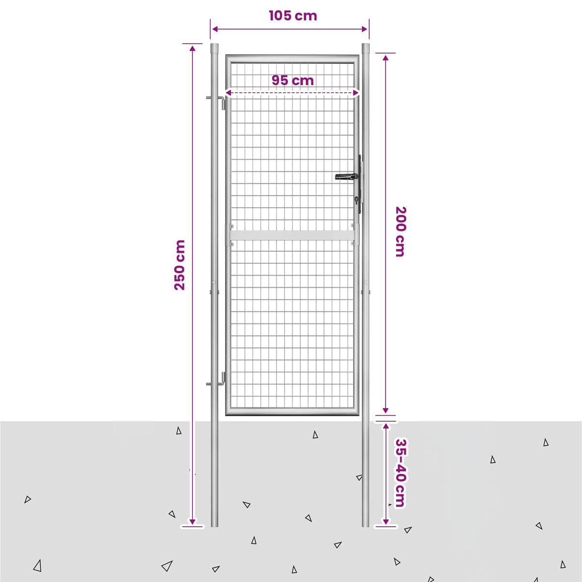 vidaXL Garden Gate Galvanised Steel 105x200 cm Silver 5