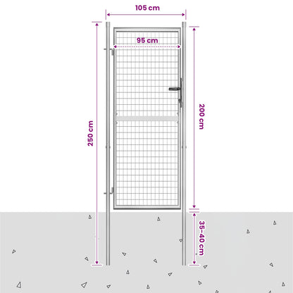vidaXL Garden Gate Galvanised Steel 105x200 cm Silver 5