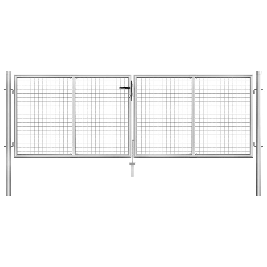 vidaXL Garden Gate Galvanised Steel Silver